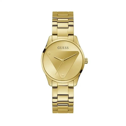 GUESS Stainless Steel Emblem Collection Analog Gold Dial Women's Watch-Gw0485L1, Band Color-Gold