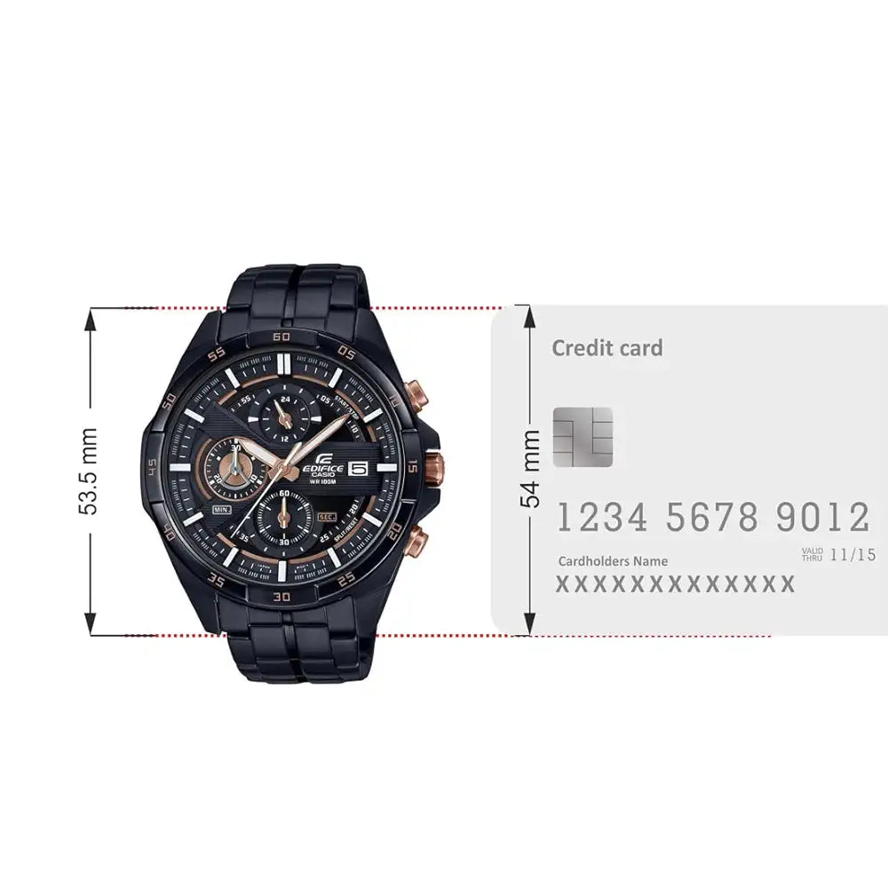Casio EDifice EFR-556DC-1AVUDF Black Analog Dial Black Stainless Steel Band Men's Watch Chronograph 100M Water Resistant EX493