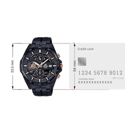 Casio EDifice EFR-556DC-1AVUDF Black Analog Dial Black Stainless Steel Band Men's Watch Chronograph 100M Water Resistant EX493
