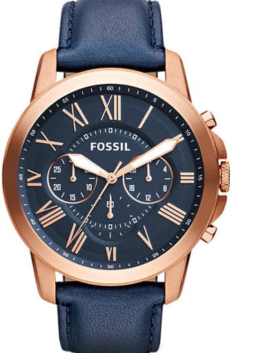 Fossil Men'S Grant Blue Leather Watch