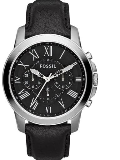 Fossil Grant Chronograph Black Leather Watch