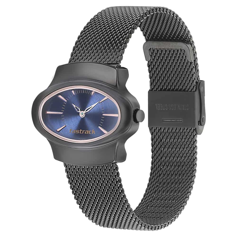 NR6004QM01 BLUE DIAL STAINLESS STEEL STRAP WATCH