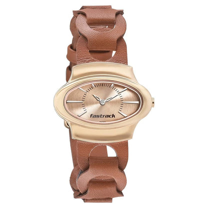 NR6004WL01 ROSE GOLD DIAL LEATHER STRAP WATCH