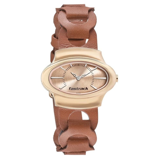 NR6004WL01 ROSE GOLD DIAL LEATHER STRAP WATCH