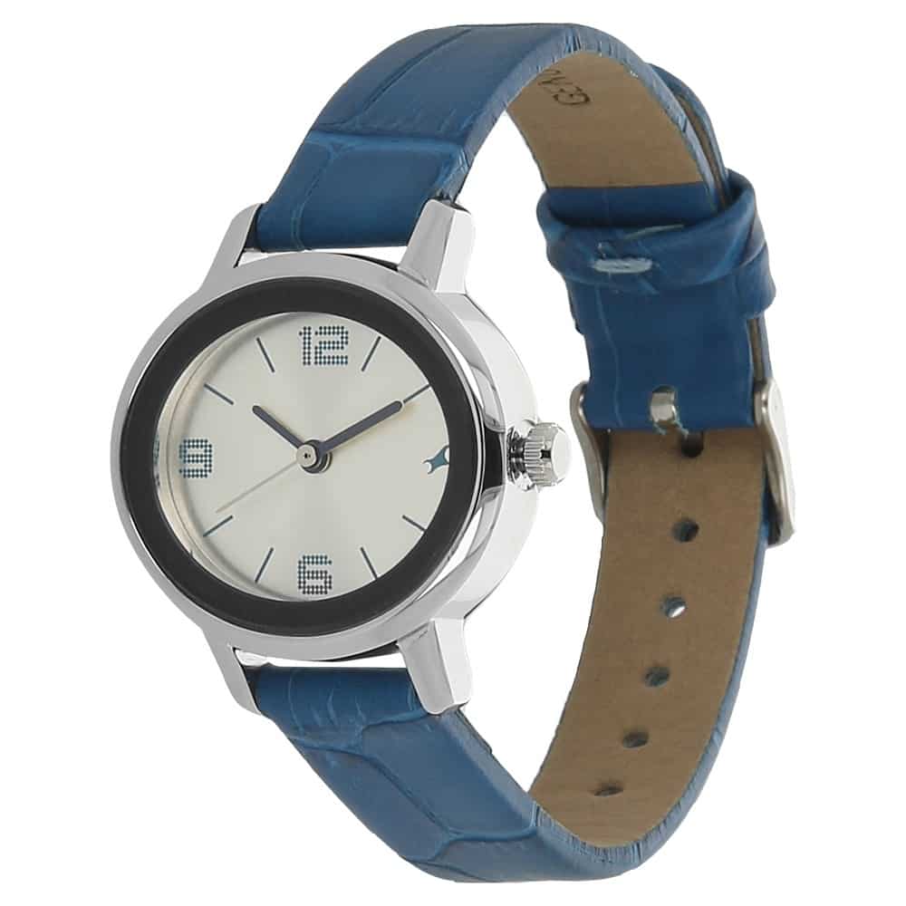 NR6107SL01 SILVER DIAL BLUE LEATHER STRAP WATCH