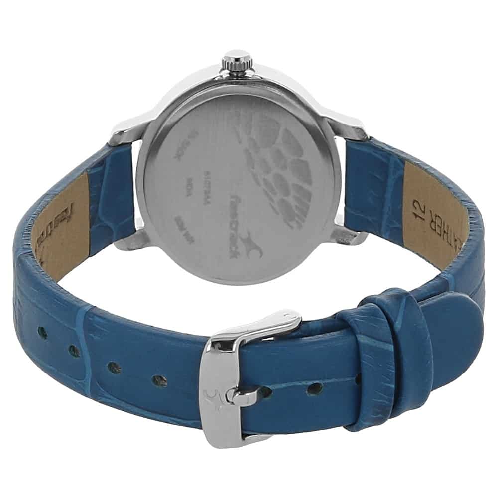 NR6107SL01 SILVER DIAL BLUE LEATHER STRAP WATCH