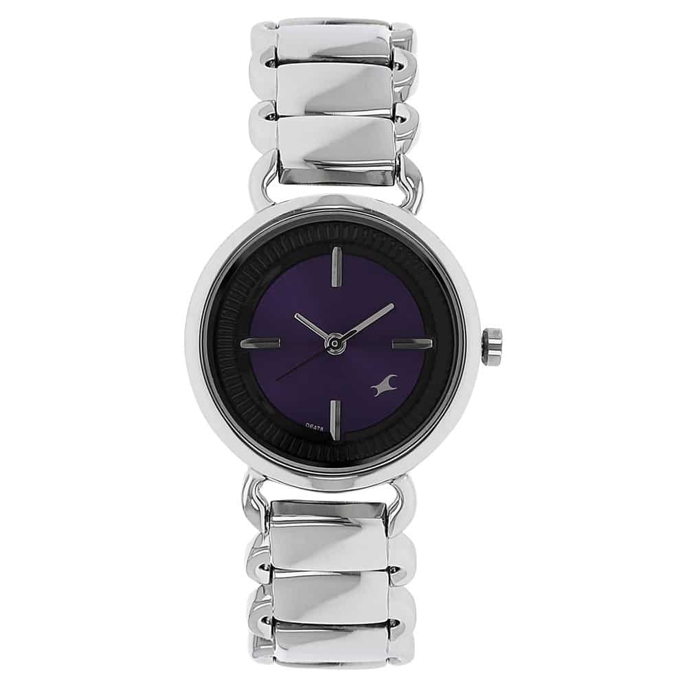 NR6117SM02 PURPLE DIAL SILVER STAINLESS STEEL STRAP WATCH
