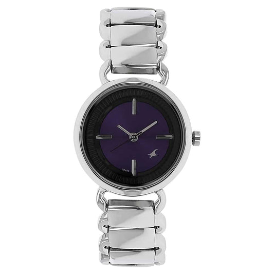 NR6117SM02 PURPLE DIAL SILVER STAINLESS STEEL STRAP WATCH