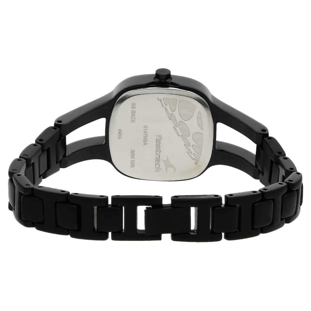 NR6147NM02 BLACK DIAL BLACK METAL STRAP WATCH