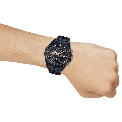 Casio EDifice EFR-556DC-1AVUDF Black Analog Dial Black Stainless Steel Band Men's Watch Chronograph 100M Water Resistant EX493