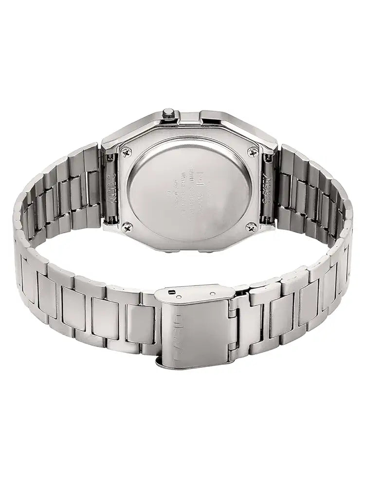 Casio Vintage A-158WA-1Q Digital Grey Dial Unisex Watch Silver Metal Strap 