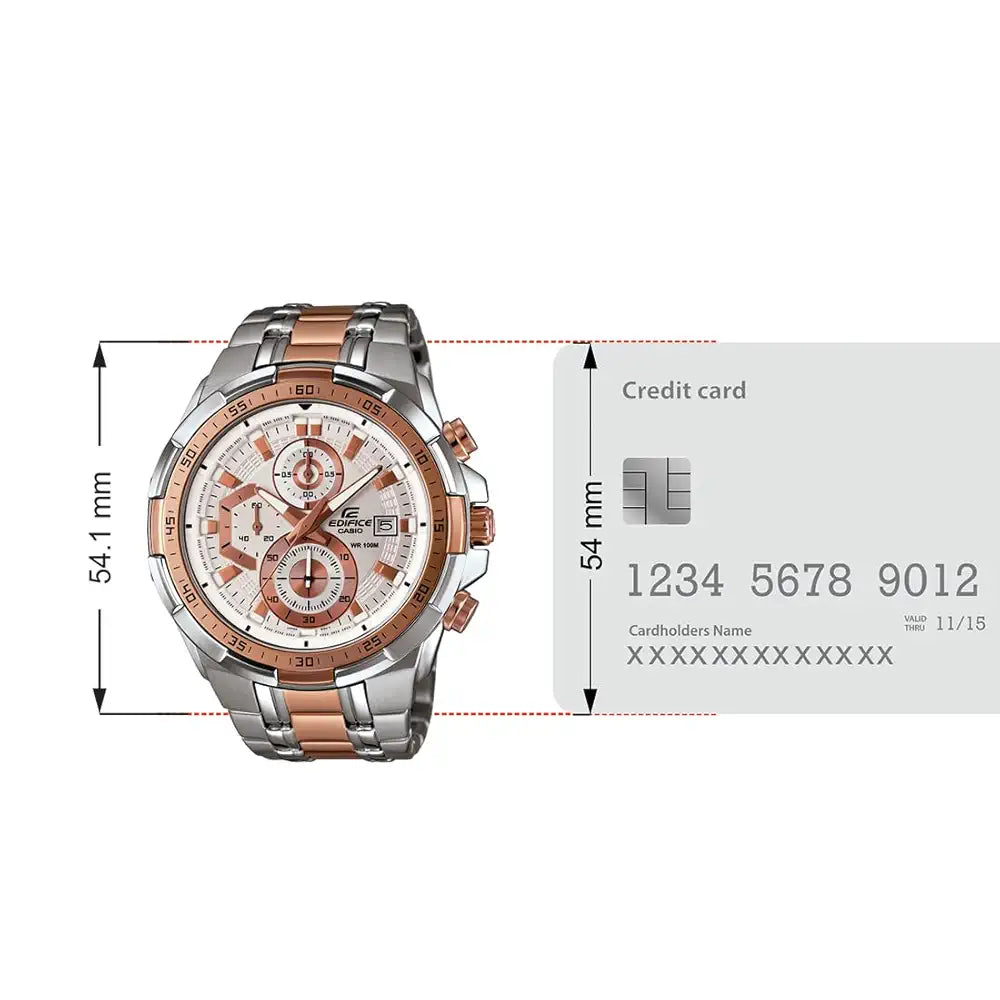 Casio Edifice EFR-539SG-7A5VUDF White Analog Dial Dual Tone Stainless Steel Band Men's Watch Chronograph 100M Water Resistant EX222
