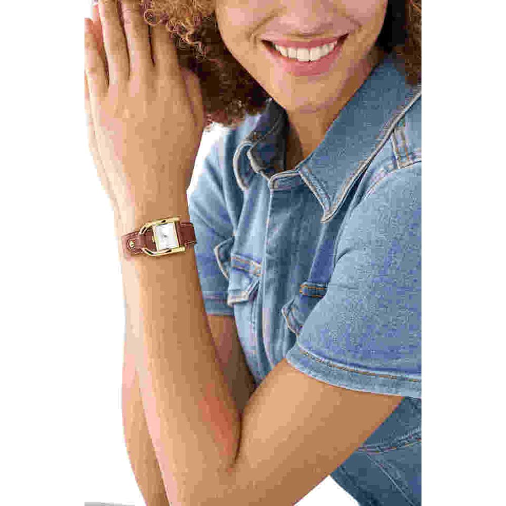 Fossil Harwell 28 Mm White Dial Leather Analog Watch For Women - Es5264I