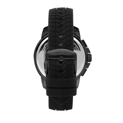 Maserati Men Successo R8871621011 Black Dial Silicone Quartz Fashion Analog Watch, Black Band