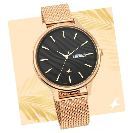 NR6207WM01 FASTRACK - RUFFLES BLACK DIAL METAL MESH STRAP WATCH