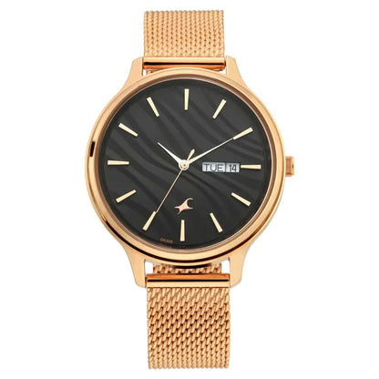 NR6207WM01 FASTRACK - RUFFLES BLACK DIAL METAL MESH STRAP WATCH