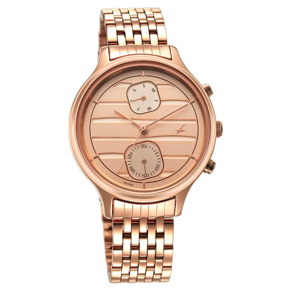 NR6207WM02 STYLE UP ROSE GOLD DIAL STAINLESS STEEL STRAP WATCH FOR GIRLS