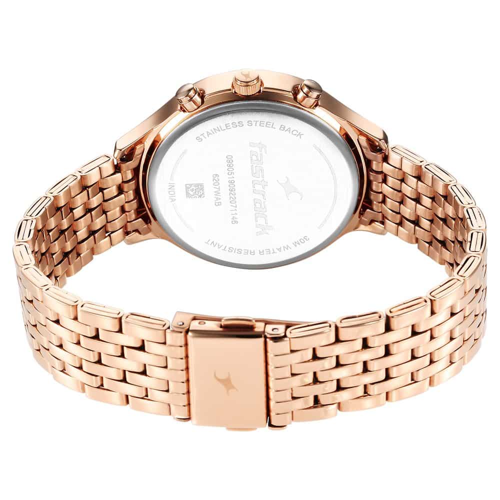 NR6207WM02 STYLE UP ROSE GOLD DIAL STAINLESS STEEL STRAP WATCH FOR GIRLS
