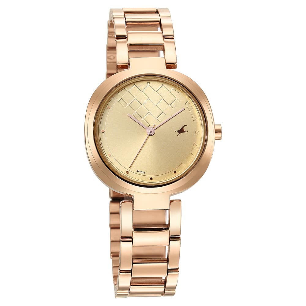 NR6247WM01 STUNNERS GOLDEN DIAL STAINLESS STEEL STRAP WATCH