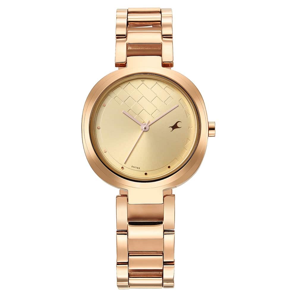 NR6247WM01 STUNNERS GOLDEN DIAL STAINLESS STEEL STRAP WATCH