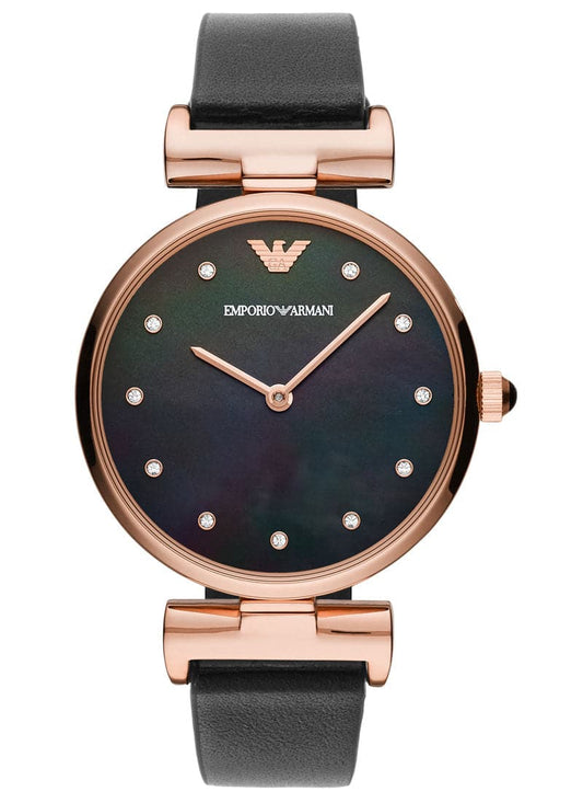 Emporio Armani Round Analog Black Dial Ladies Watch