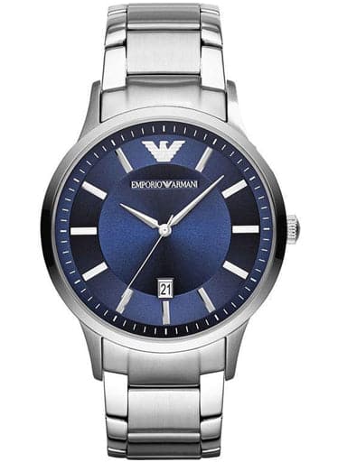 Emporio Armani Men Blue & Silver-Toned Analogue Watch