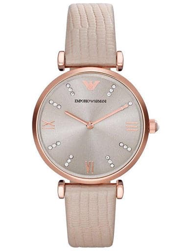 Emporio Armani Round Analog Grey Dial Ladies Watch