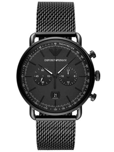 Emporio Armani Analog Black Dial Men'S Mesh Strap Watch