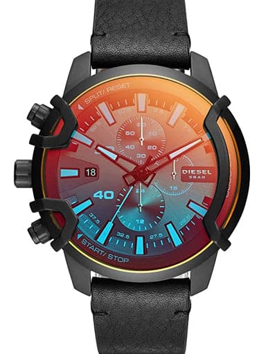 Diesel Griffed Chronograph Black Leather Watch Dz4519