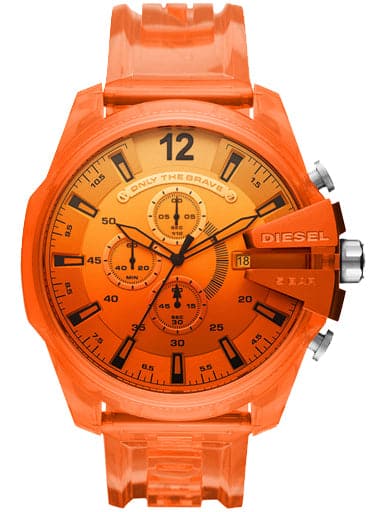 Diesel Mega Chief Chronograph Quartz Orange Dial Men'S Watch.