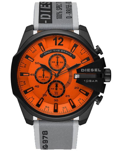 Diesel Mega Chief Round Analog Orange Dial Men Watch