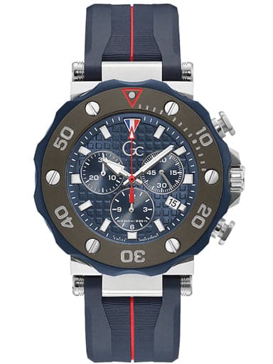 Gc Mens Sport Chic Collection Blue Dial Silicone Chronograph Watch