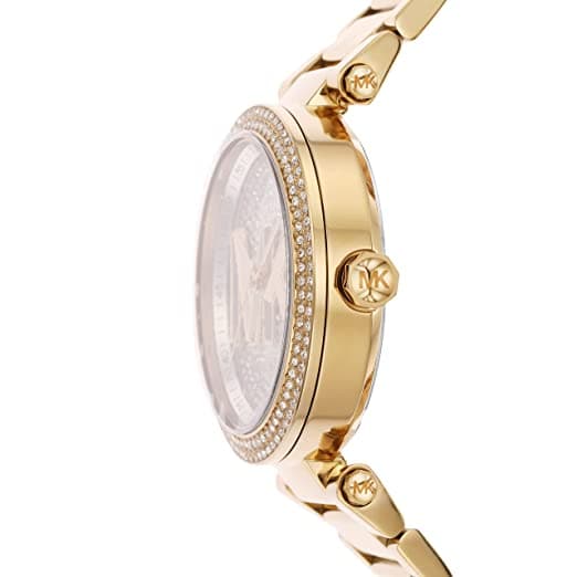Michael Kors Womens 39 mm Parker Gold Dial Stainless Steel Analog Watch - MK7283I