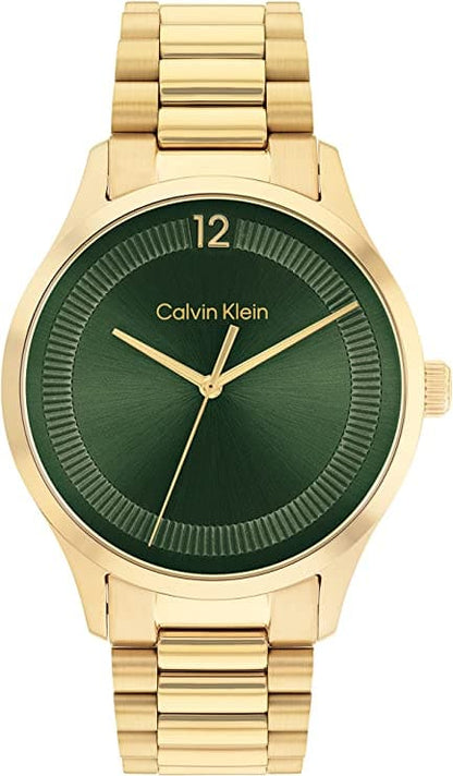 Calvin Klein Ck Iconic Green Dial Stainless Steel Analog Unisex Watch - 25200229