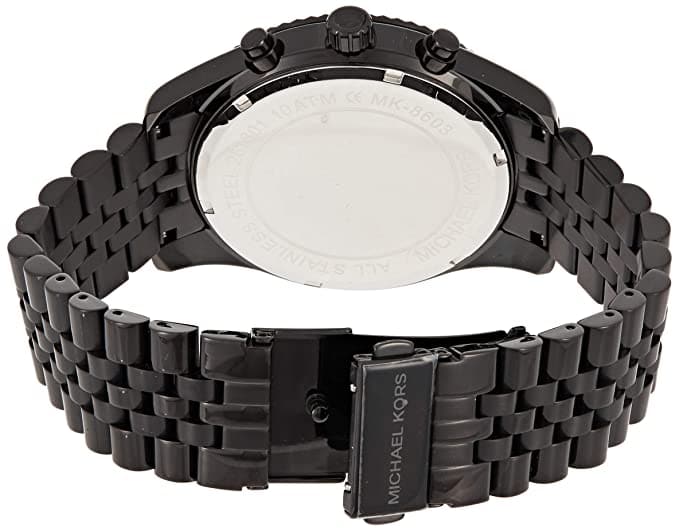 Michael Kors Mens Lexington Black Dial Stainless Steel Chronograph Watch - MK8603