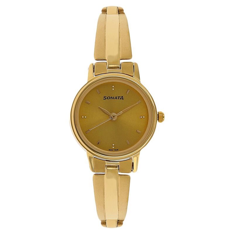 NR8096YM05 Sonata Quartz Analog Champagne Dial Stainless Steel Strap Watch for Women