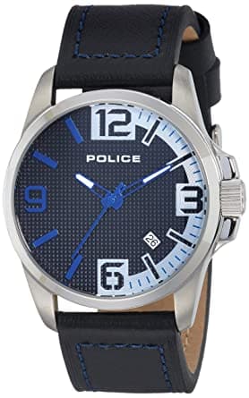 Police Black Dial Black Leather Strap Men'S Watch Pl12591Jvsr02Aj