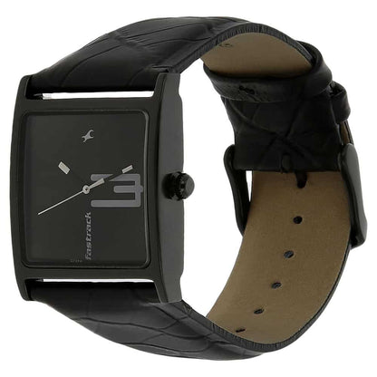NP9735NL02 BLACK DIAL BLACK LEATHER STRAP WATCH