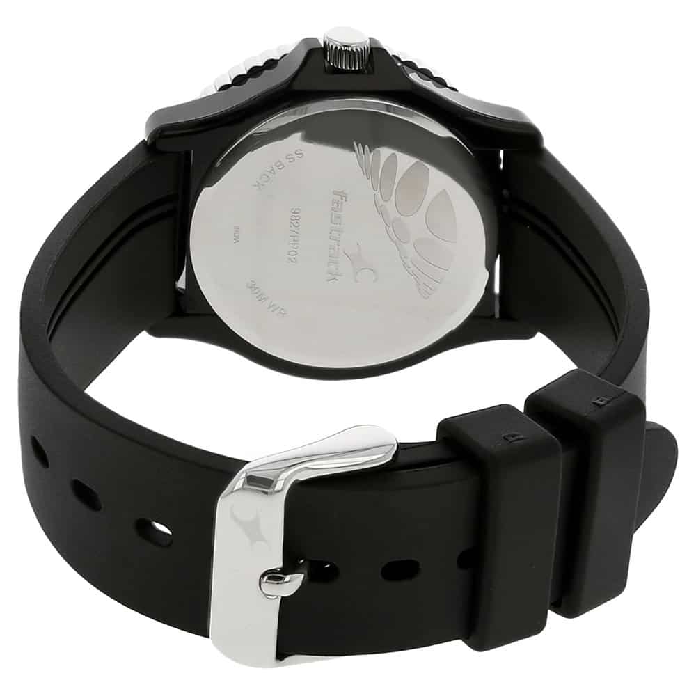 NR9827PP02 BLACK DIAL BLACK PLASTIC STRAP WATCH Analog