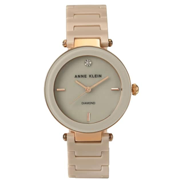 Off White Dial Ceramic Strap Watch Ndak1018Rgtn