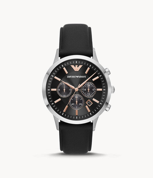 Emporio Armani Chronograph Black Leather Watch AR11431