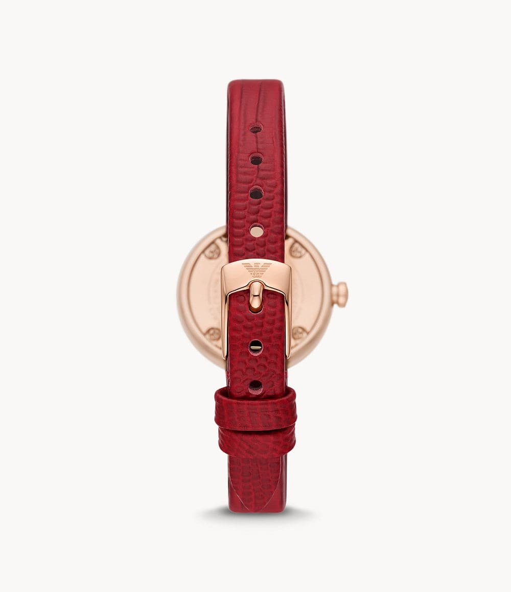 Emporio Armani Two-Hand Red Leather Watch AR11475I