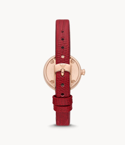 Emporio Armani Two-Hand Red Leather Watch AR11475I