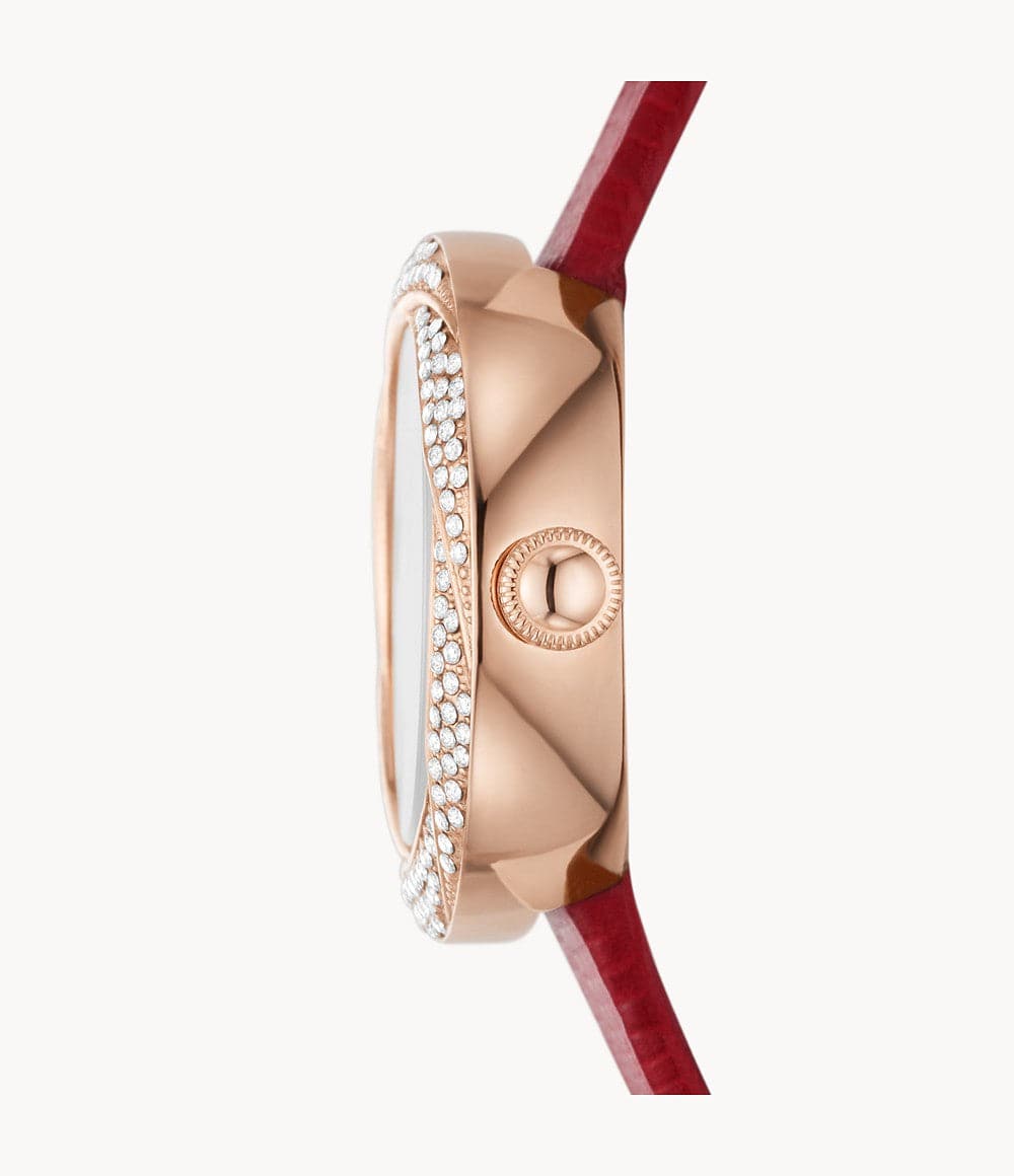 Emporio Armani Two-Hand Red Leather Watch AR11475I
