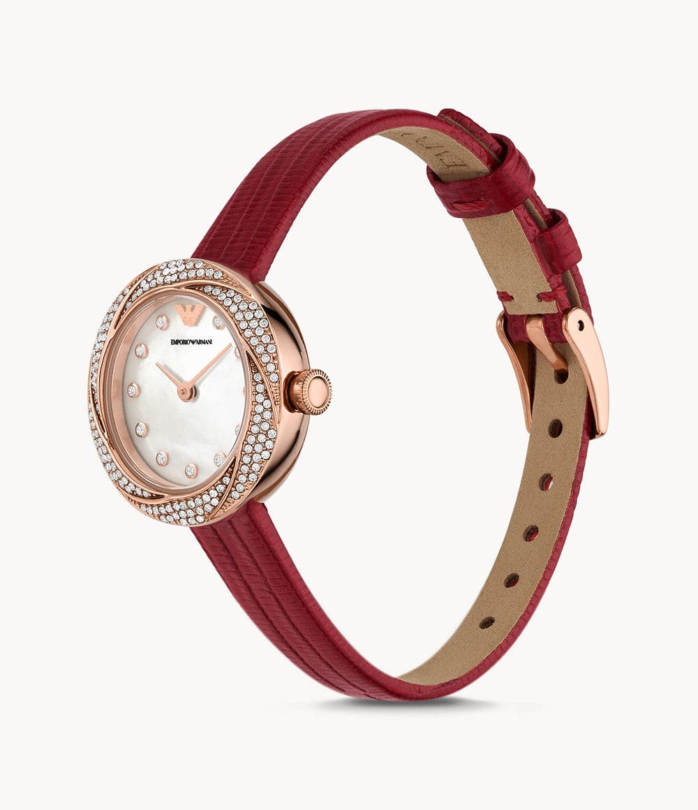 Emporio Armani Two-Hand Red Leather Watch AR11475I