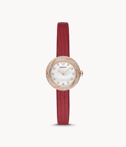 Emporio Armani Two-Hand Red Leather Watch AR11475I