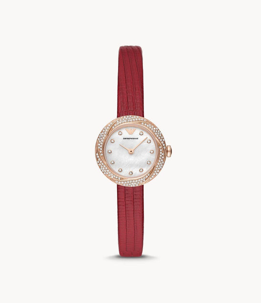 Emporio Armani Two-Hand Red Leather Watch AR11475I