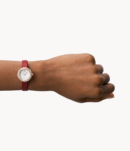 Emporio Armani Two-Hand Red Leather Watch AR11475I