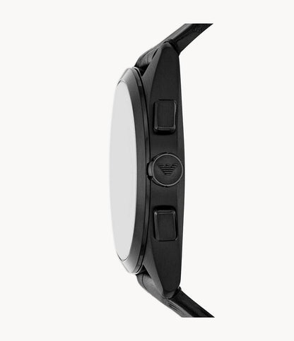 Emporio Armani Chronograph Black Leather Watch AR11483I
