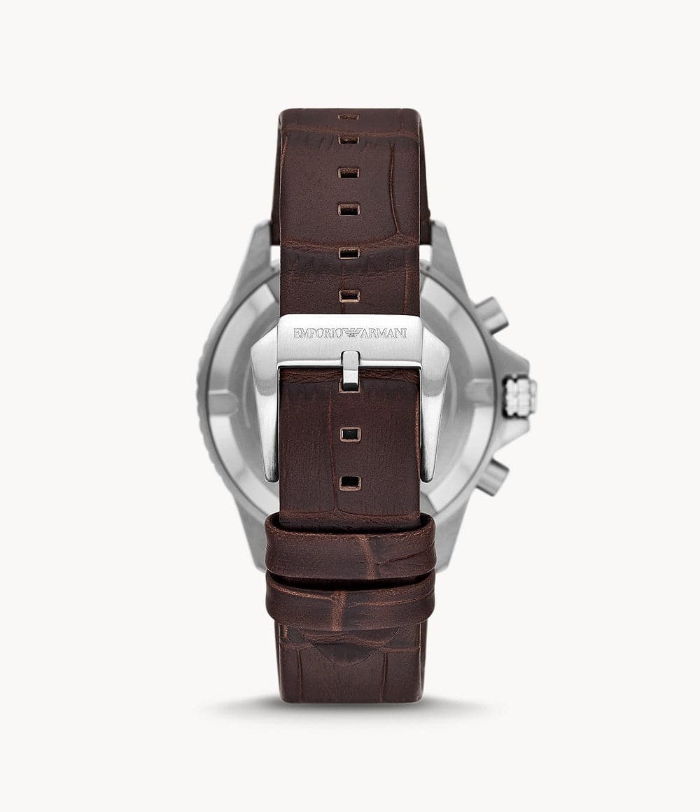 Emporio Armani Chronograph Brown Leather Watch AR11486I